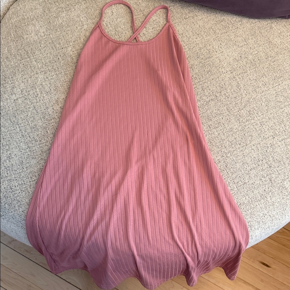 Elegant Mauve Ribbed Sleep Dress